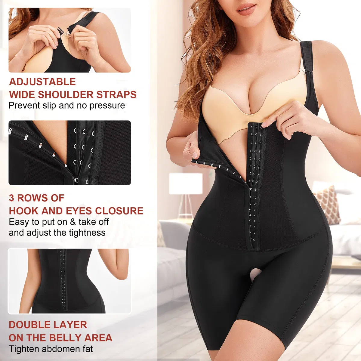 Gotoly Damen Shapewear Bauchweg Stark Formend Bodys Taillenformer Figurformende Body Shaper Unterbrust Korsett Shaping Bodysuit Miederbody mit Bein