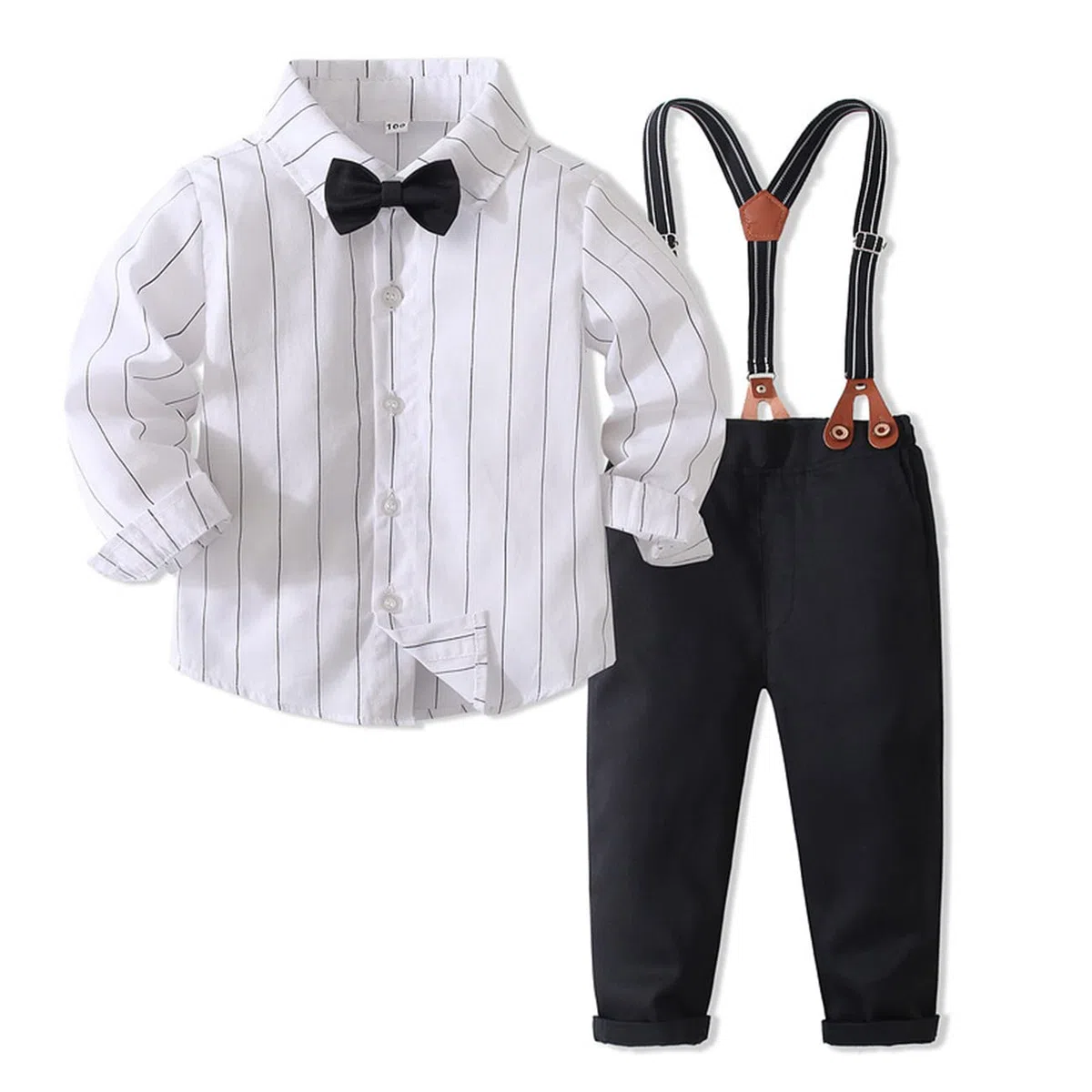 Taufanzug Junge Baby Kleinkinder 4 Stück Fliege+ Hemd+ Hose + Hosenträger Bekleidungssets für Baby-Jungen 80-120