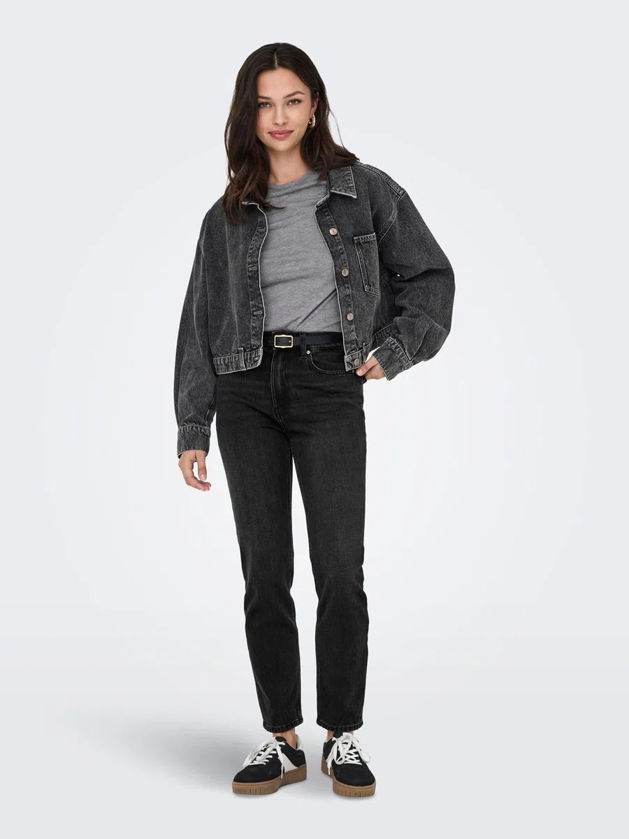ONLY Female Straight-Fit Jeans ONLEMILY Hohe Taille Gerade geschnitten Knöchellang Jeans