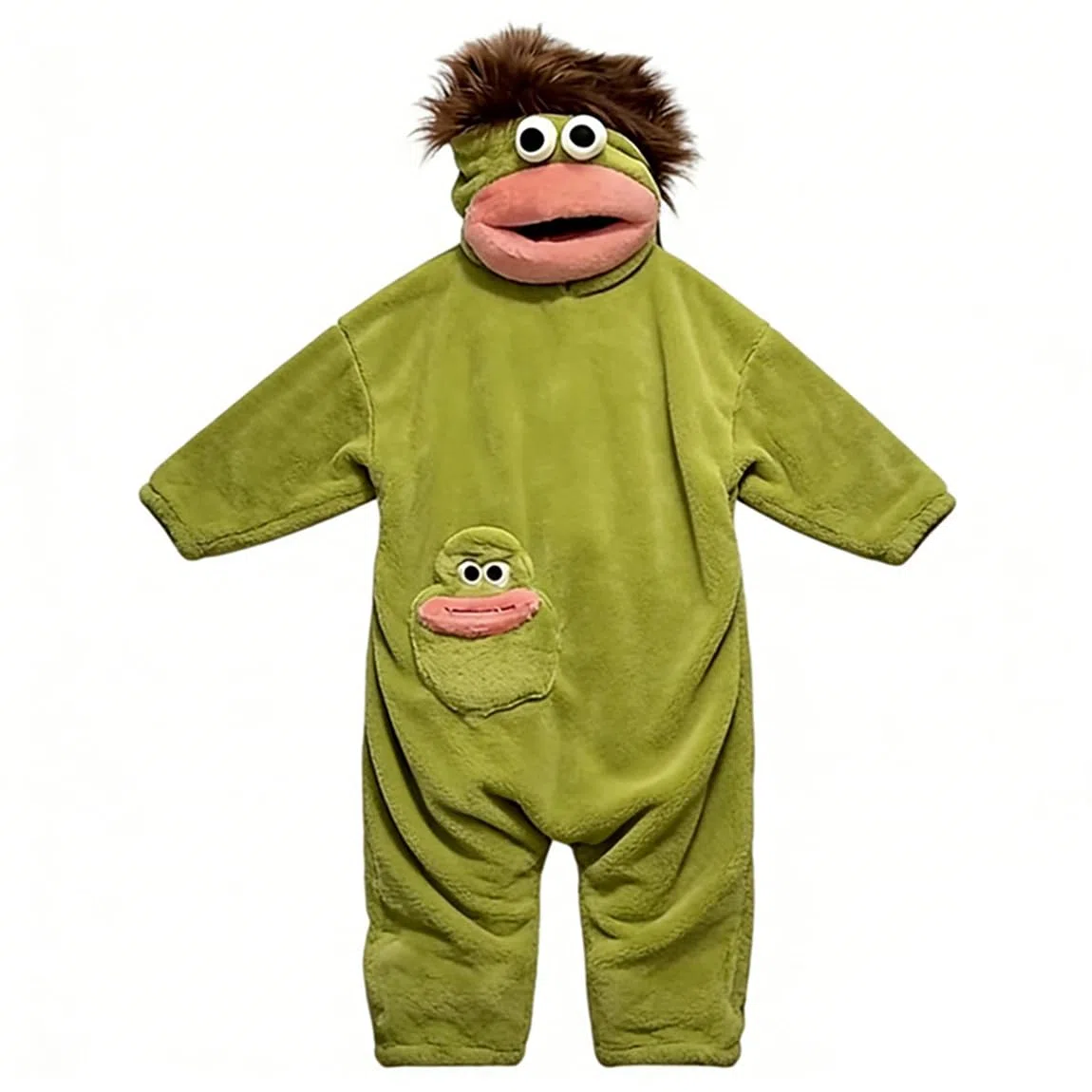 Silly Onesie Fleece Pajamas Adults Lustiger Schlafanzug Einteiler Cute Cozy Full Body Sleepwear Funny Animal Costume Loose Warm Soft Lustiger grüner Monster-Hoodie Taschen
