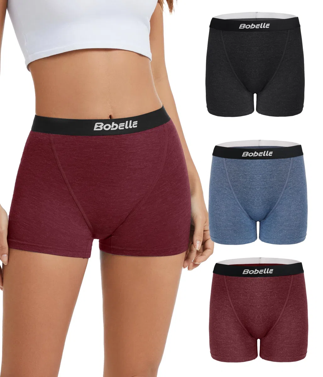 Merino Unterhosen Damen, Atmungsaktiv Boxershorts Stretch Hipster Weich Unterwäsche Frauen Panties 3er Pack