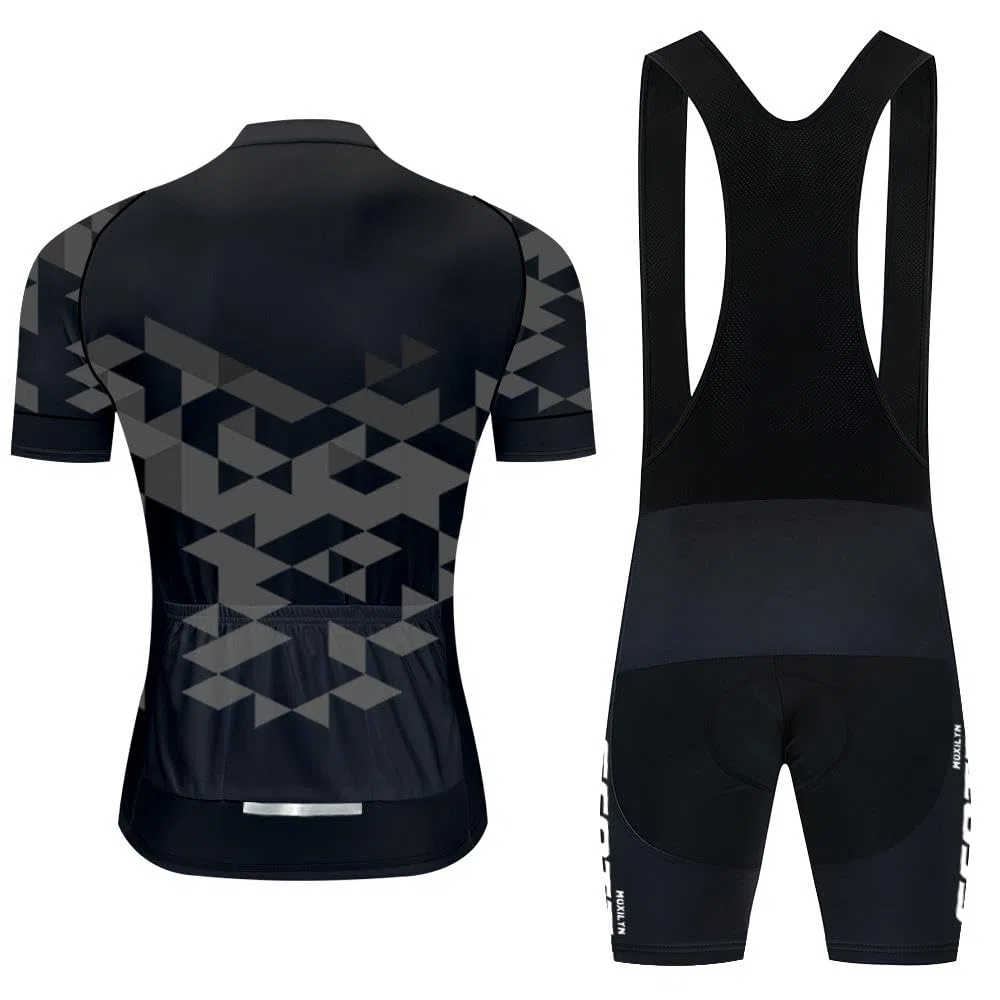 Moxilyn Fahrradtrikot Kurzarm Set für Herren Radtrikot T Shirt Radsport Radtrikot Set Fahrrad Trikot Kurzarm+Radhose mit 4D Gel,Ursprüngliche Gaze Radjacke und Radhose,MTB Radtrikot
