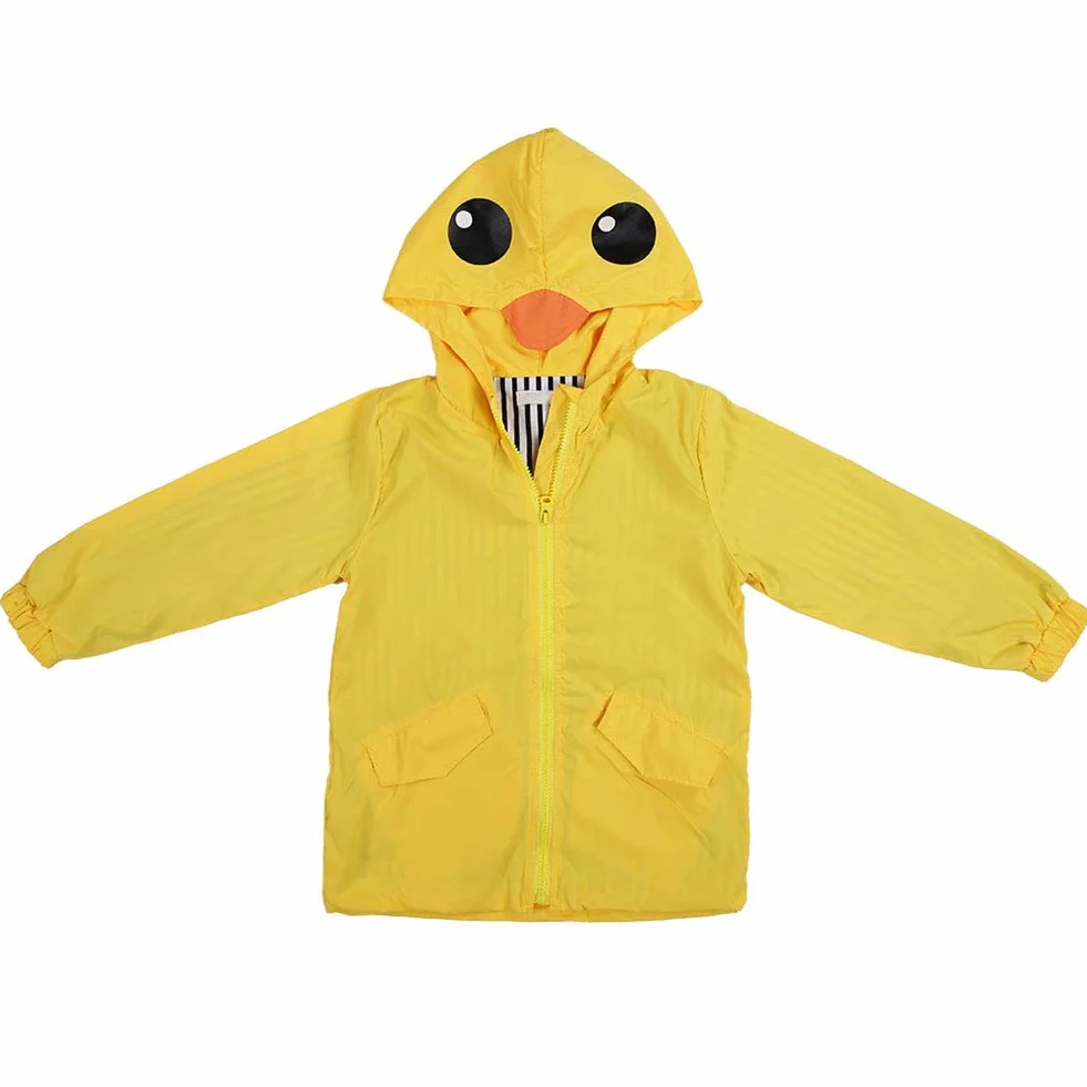 Zerodis Baby Enten Regenmantel Sommer Baby Mädchen Ente Wasserdichter Niedlicher Karikatur Hoodie Reißverschluss Leichter Regenbekleidung Mantel Outfit(100)