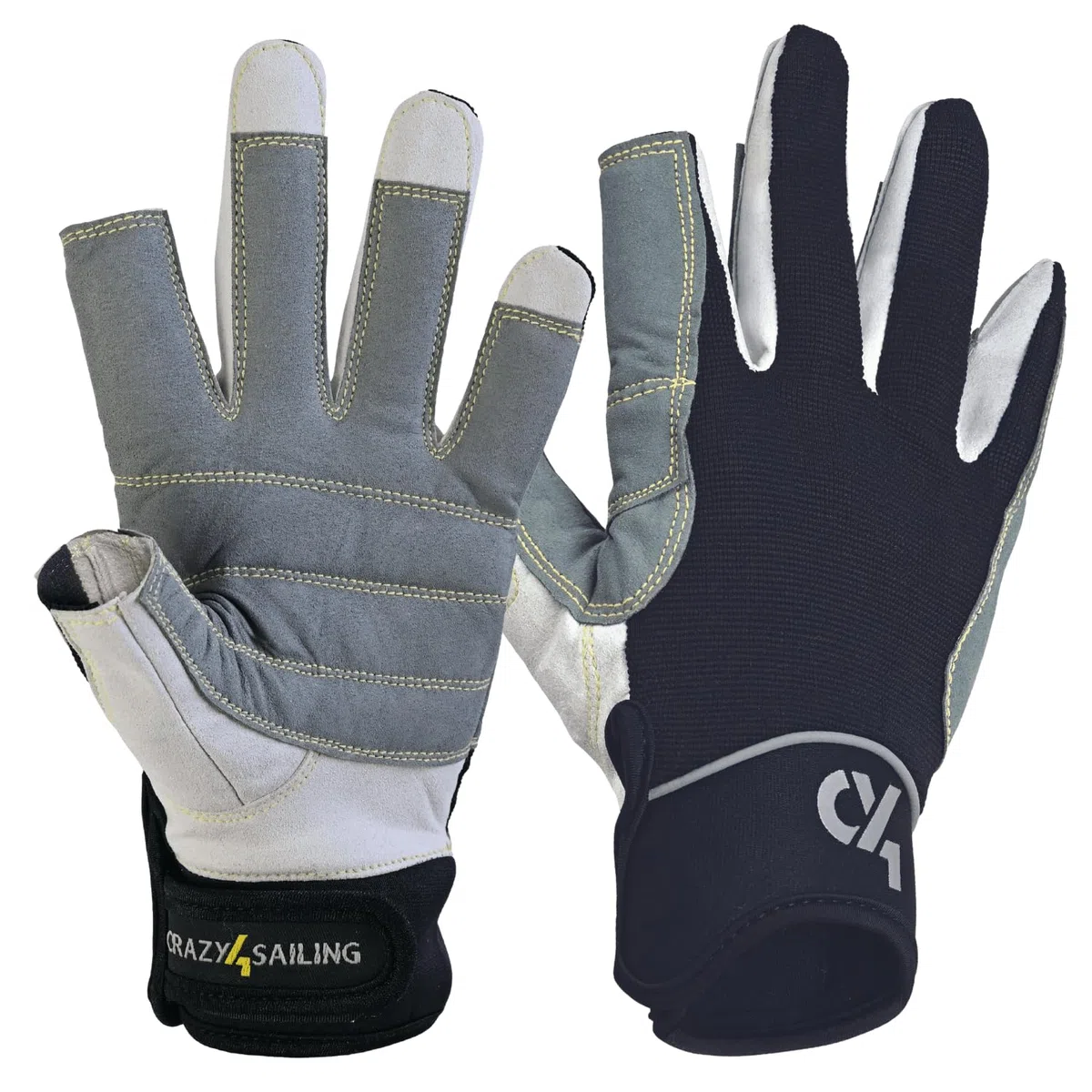 crazy4sailing Segelhandschuhe Herren & Damen Offshore Schwarz – Warmer 2-Finger Cut Hybrid für Winter & Hochsee – Daumen & Zeigefinger offen – Verstärkt, Taktil & rutschfest