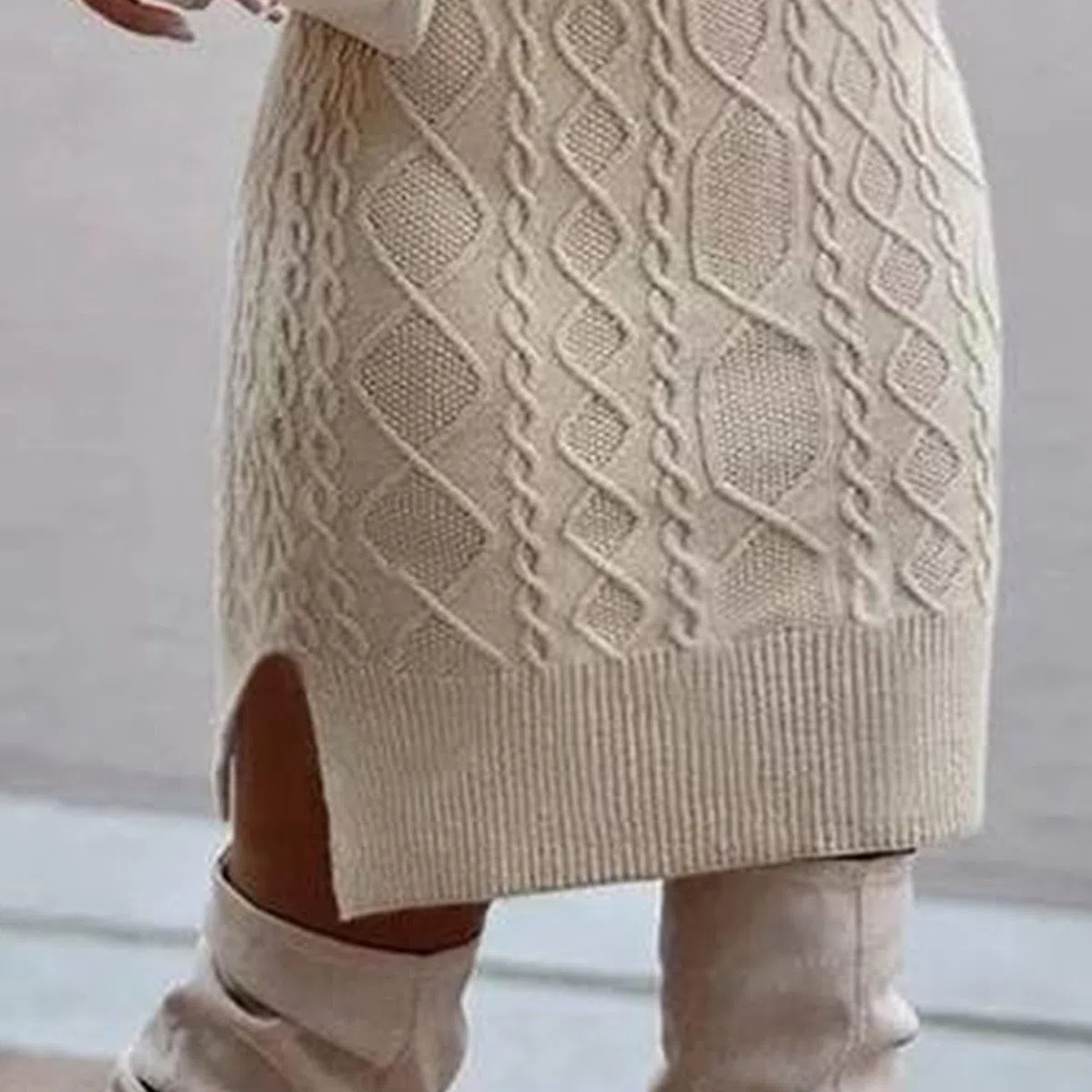 Damen Strickkleid mit Rollkragen Wrapped Elegant Einfarbige Slim Pulloverkleid Langarm Lässige Midlangkleid für Herbst Winter