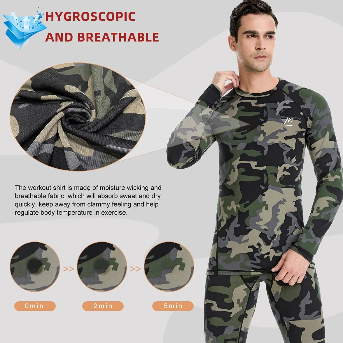 Thermounterwäsche Herren, Funktionsunterwäsche Set Funktionswäsche Atmungsaktiv Thermo Unterwäsche Thermowäsche Base Layer Radsport Laufen
