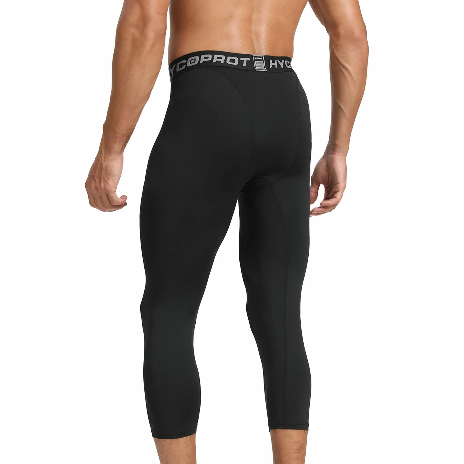 HYCOPROT Herren 3/4 Kompressionshose Schnelltrocknende Laufhose Tights Sport Leggings Atmungsaktiv Funktionsunterhose Tight Hose für Basketball Fitness Joggen