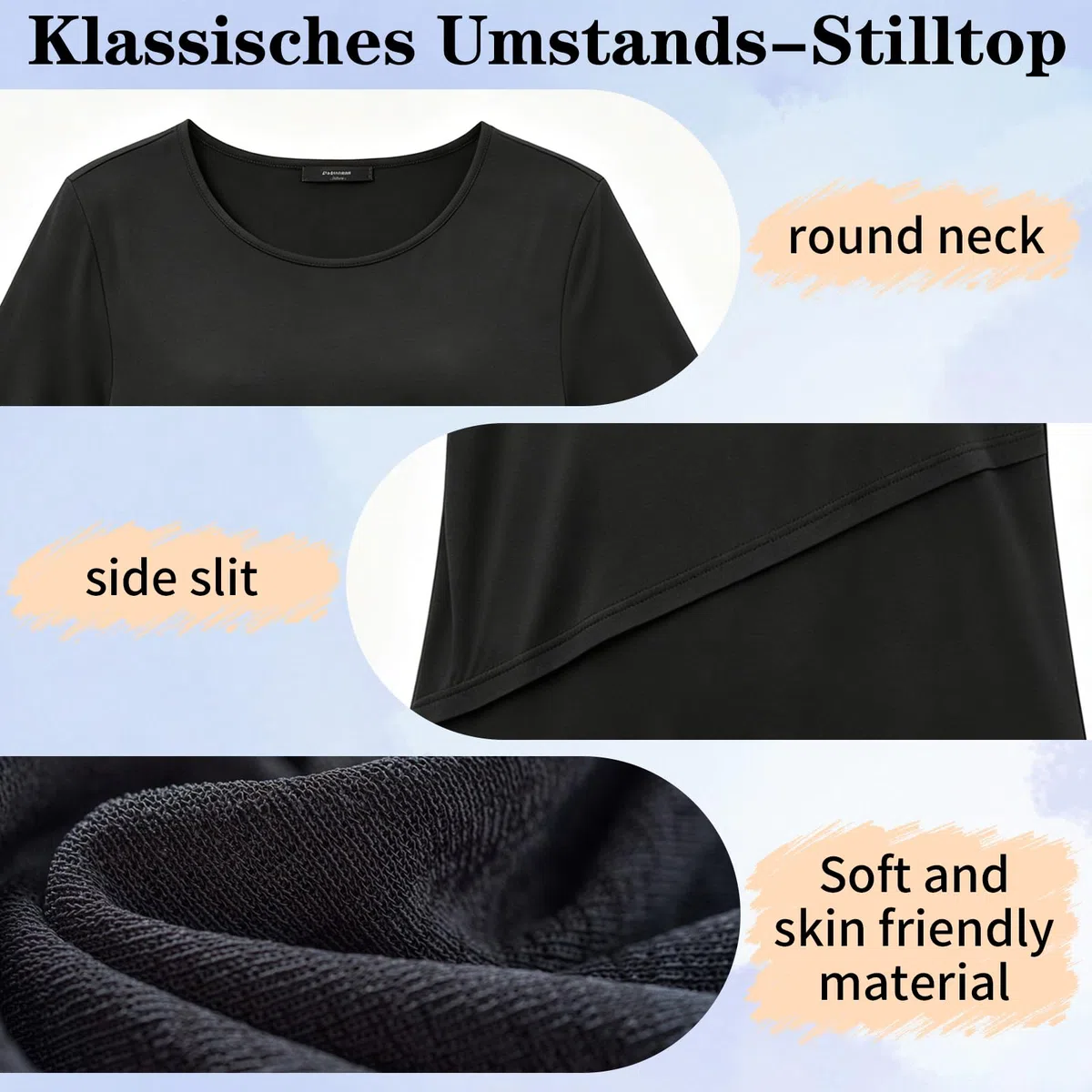GEEKEO 3er Pack Stilltops Damen, Mode Seitenschlitze Stilltee Kurzen Umstandsmode, Soft Nursing Top für Schwangere, Sommer Damen Stilltop für Schwangere