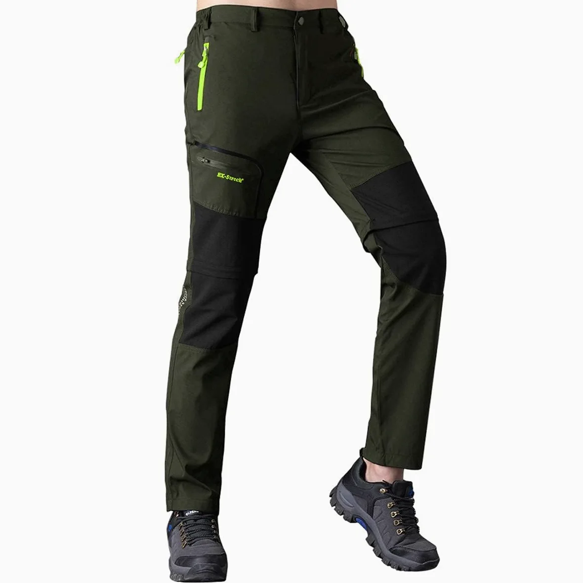 SANMIO Herren Wanderhose Zip Off Atmungsaktiv Wasserdicht Softshellhose Outdoor Funktionshose Trekkinghose Entfernbar Schnell Trockend (mit Gürtel)