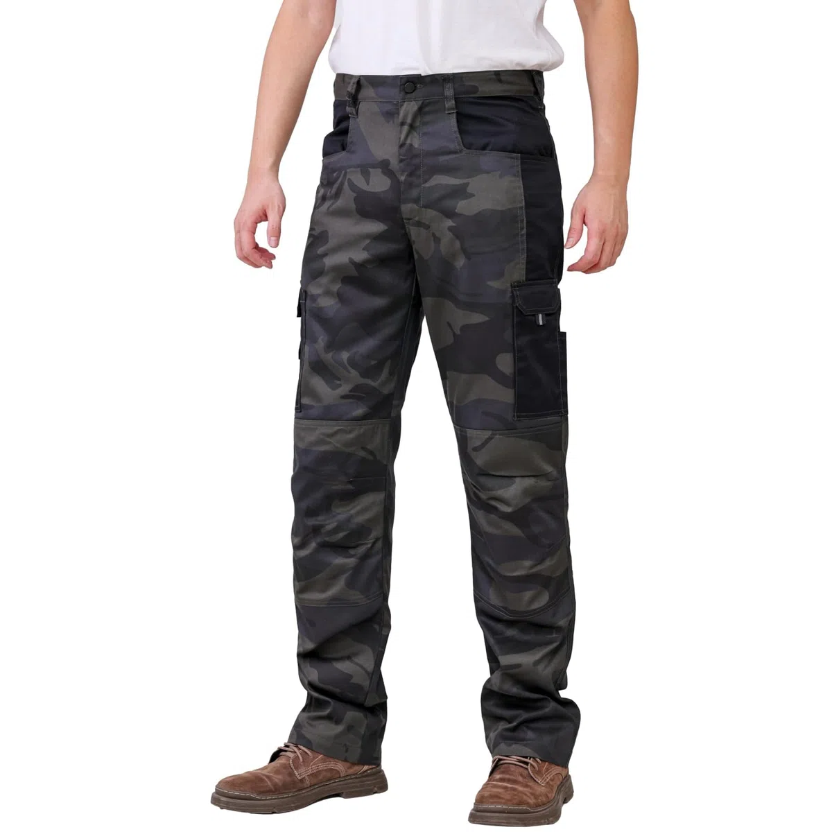 WORK IDEA Herren-Arbeitshose - Camouflage-Hose Herren-Cargohose mit innenliegenden Knietaschen