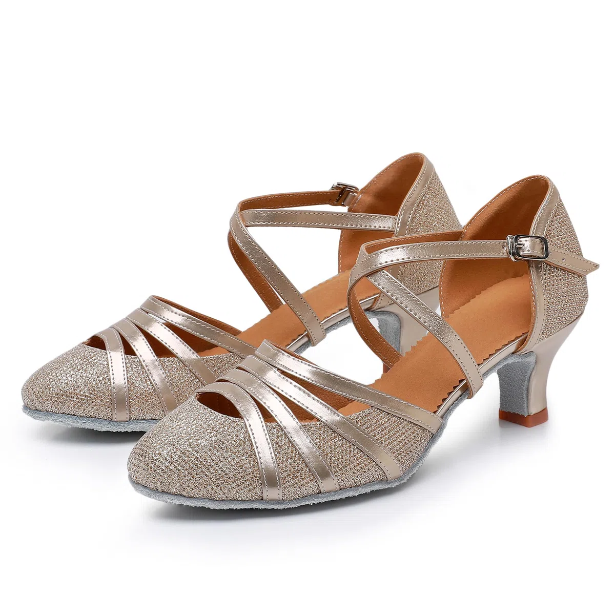 Rosefinch Damen Latein Salsa Tanzschuhe Geschlossene Zehe Mode Tango Cha-Cha Ballroom Performence Tanzen Schuhe 5/7cm Absatz 34-41EU