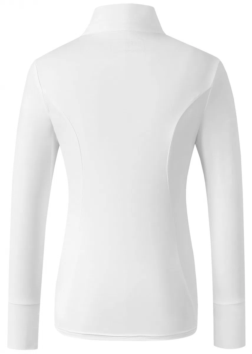 Covalliero - Damen Funktionsshirt Competition – Sport Longsleeve mit Stehkragen – Langarm Sportshirt – atmungsaktives & leichtes Reitshirt – Reitbekleidung in Weiß
