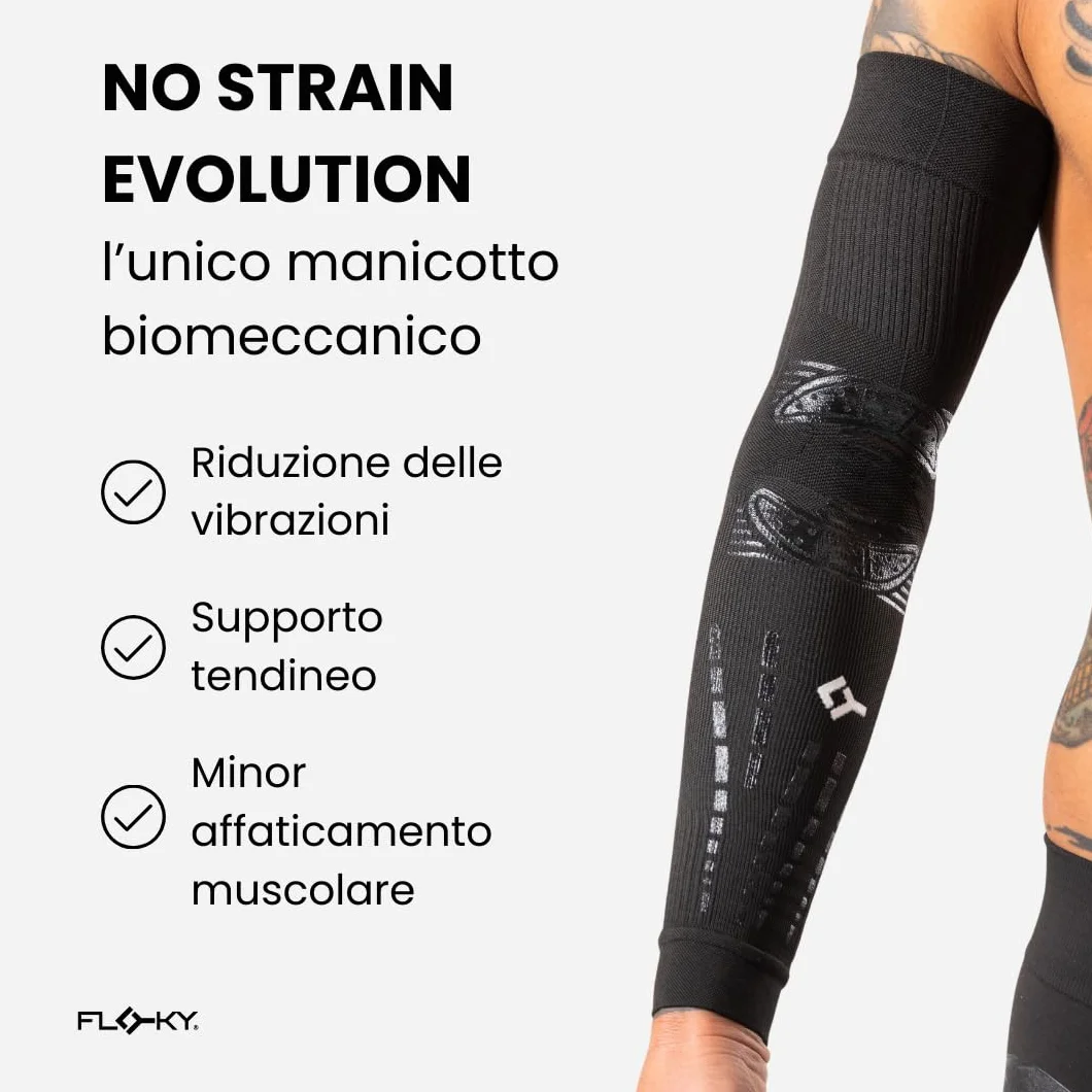FLOKY 1pc No Strain Evolution Multisport Tennis Padel Basketball - Reduziert Vibrationen, stützt Ellenbogen und Unterarm - Kompressionsmanschette stabilisiert Sehnen Muskeln