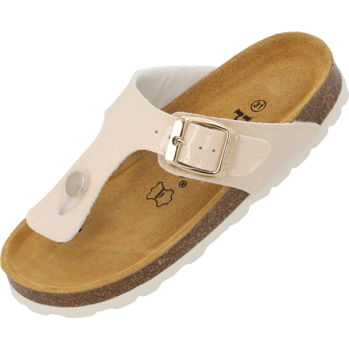 Palado Mädchen Zehentrenner Kids Kos G Sparkle – coole Sandalen Made in Spain - Hausschuhe mit schimmernden Farben - Sommerschuhe mit Kork-Fußbett