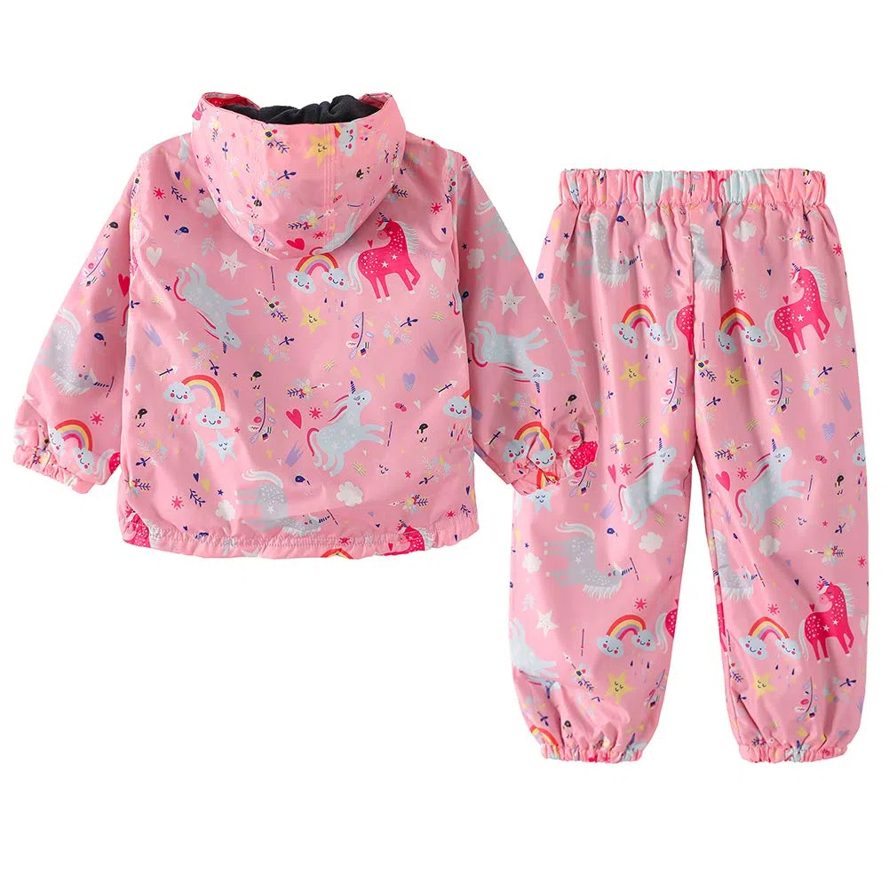 LZH Jungen Mädchen Regenmantel, wasserdichte Kapuze Jacke Mantel Hose Anzug 2PCS Sets
