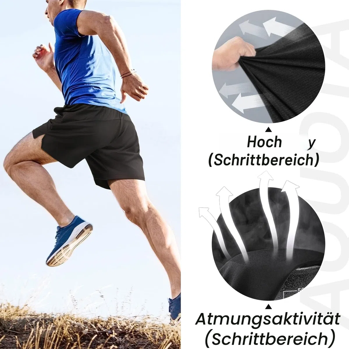2er Pack 9" 5" Herren Sport Shorts Trainingsshorts Laufshorts Sporthose Laufhose Jogginghose Kurze Schnell Trocknend Reißverschlusstasche