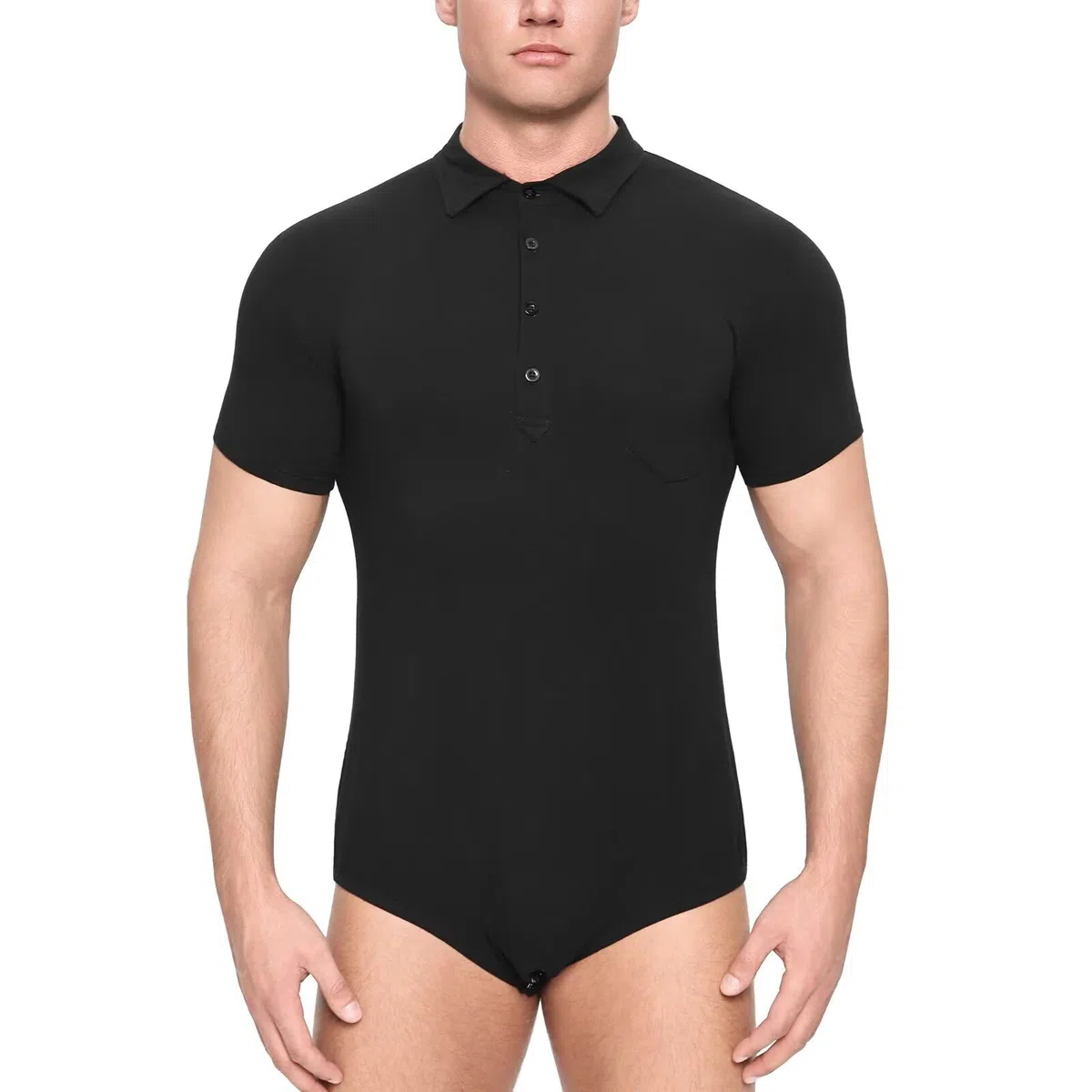 Landofgenie Herren-Body aus Baumwolle Kurzarm mit Polo-Kragen Bodysuit für Business & Freizeit