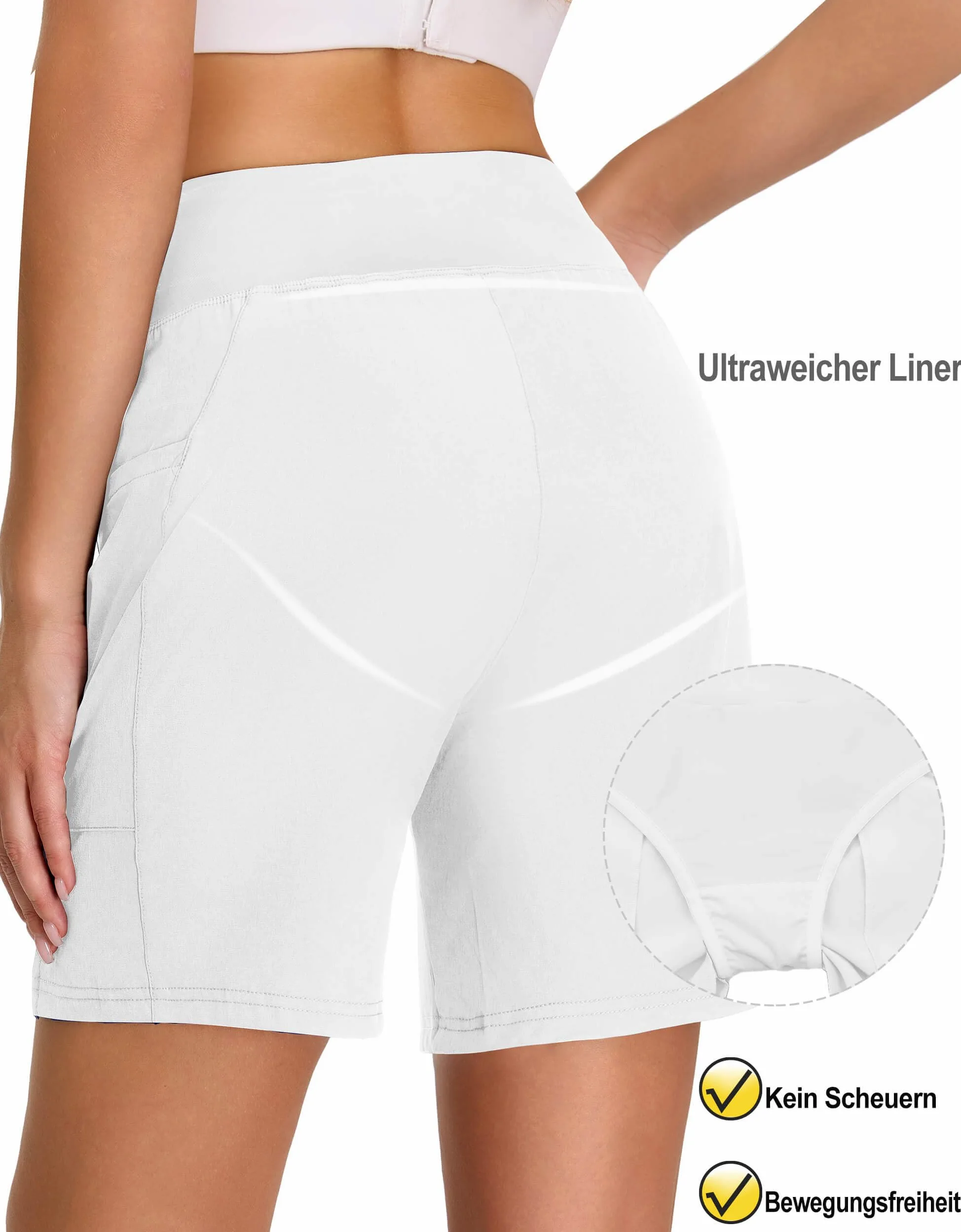 Badeshorts Damen Hohe Taille Badehose UV-Schutz UPF 50+ Bauchweg Schwimmshorts Schnelltrocknend Chlorresistent Schwimmhose Wasserabweisend mit Innenslip und Taschen