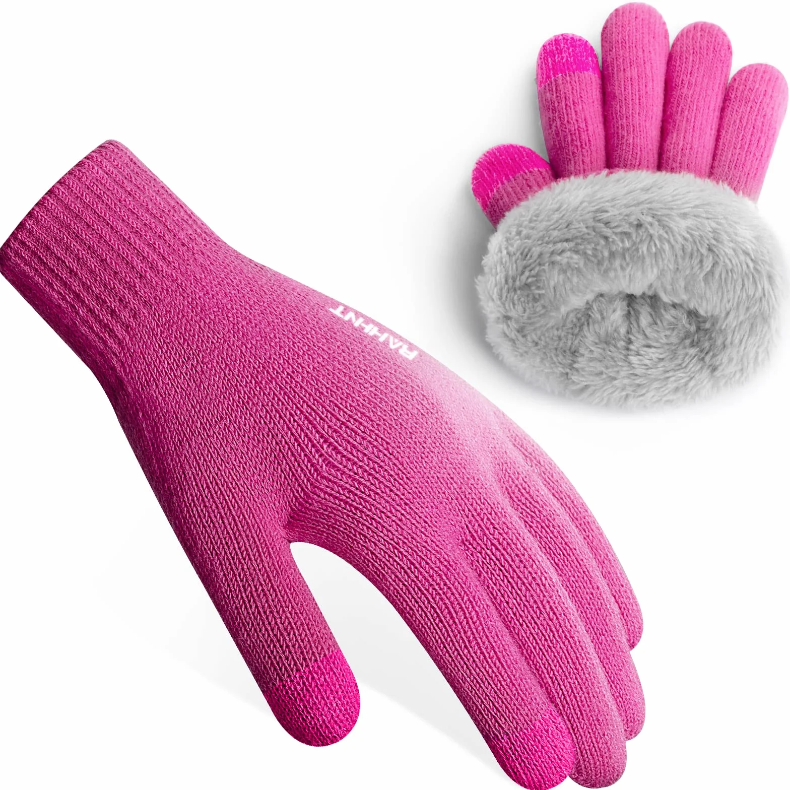 Rahhint Unisex Kinder Handschuhe Winter für Jungen Mädchen Thermohandschuhe Touchscreen Winterhandschuhe Warme Wollstrickhandschuhe mit Fleecefutter 3-15 Jahre