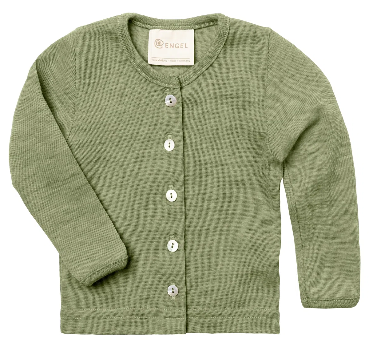 Engel | Baby Strickjacke | Jungen und Mädchen | 100% Wolle (kbT) | Mit Holzknöpfen