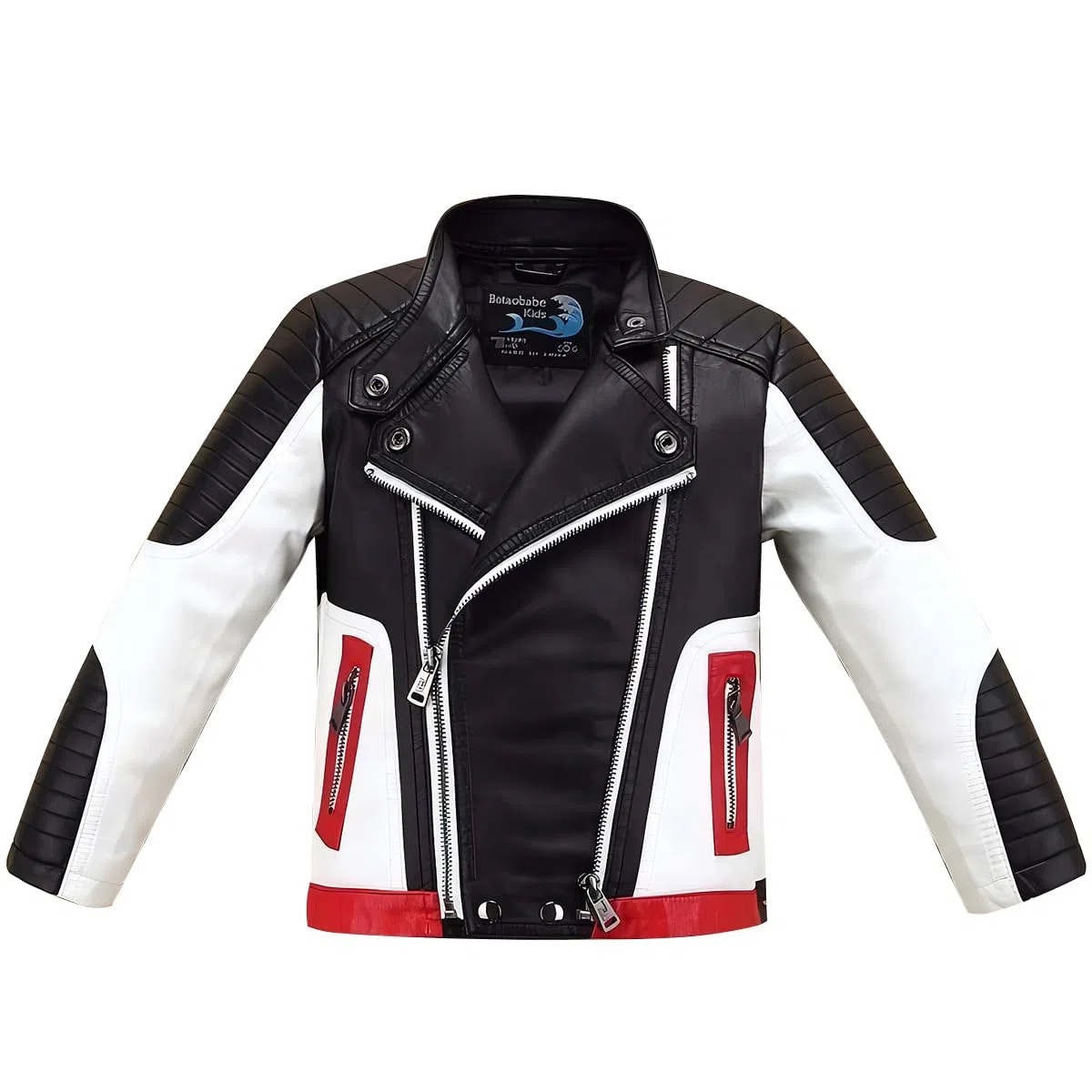 linboo Jungen Bikerjacke aus Kunstleder Lederjacke Kinder Kragen Motorrad Lederimitat Jacke Mäntel für Frühjahr & Herbst