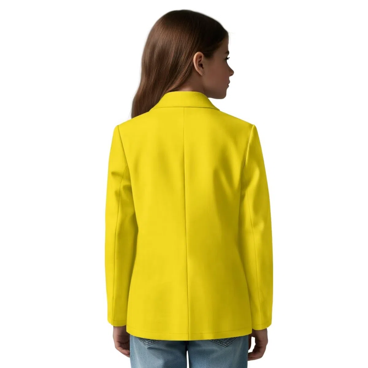 Langärmeliger Blazer für Mädchen, lässiger Ein-Knopf-Blazer, normale Passform, offene Vorderseite, Anzugjacke mit Tasche
