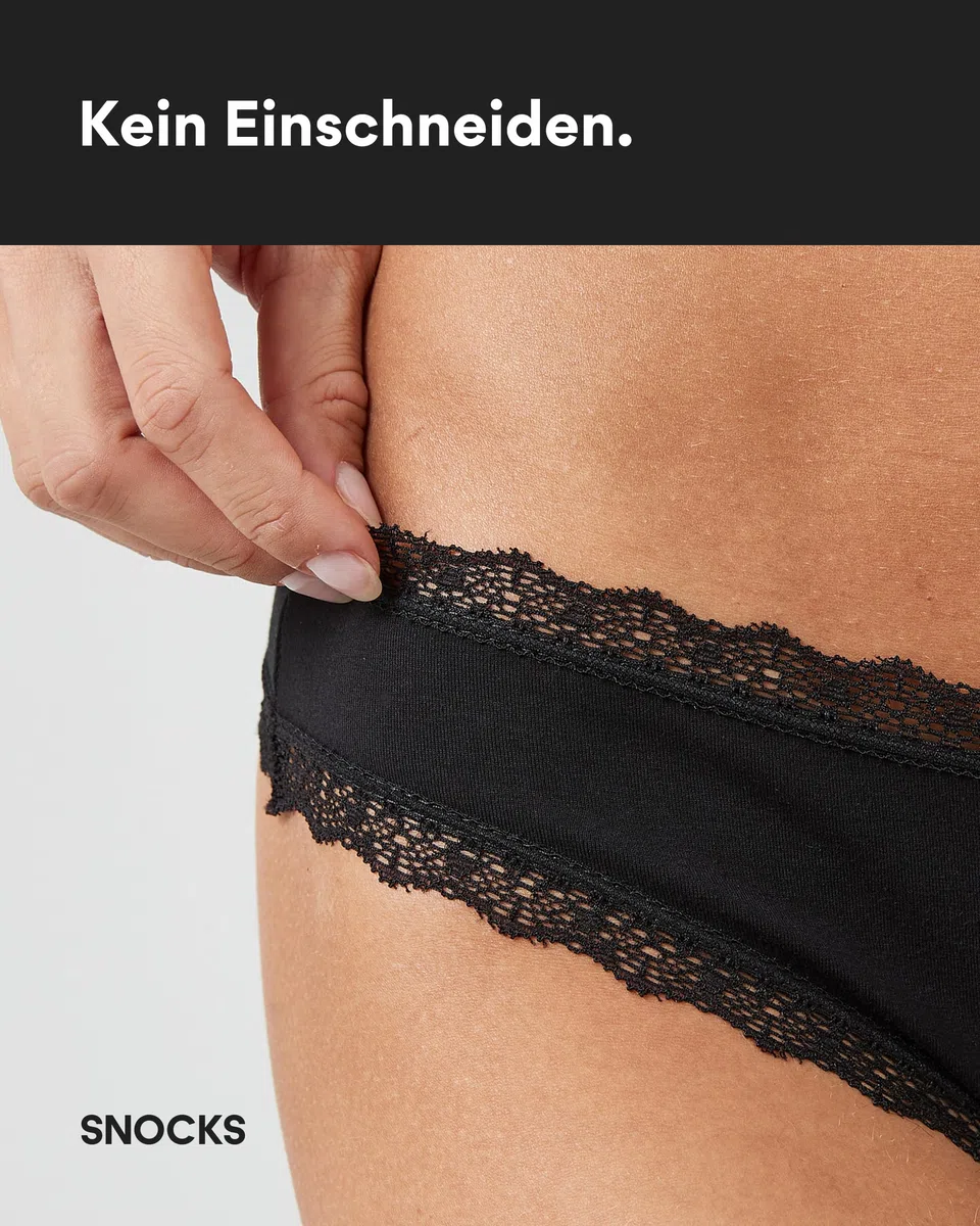 Snocks Tanga Damen mit Spitze aus Bio-Baumwolle – atmungsaktiv & komfortabel, schneidet Nicht EIN – sexy Unterhosen & Unterwäsche für Frauen – Thongs Women – Gr. XS - 4XL