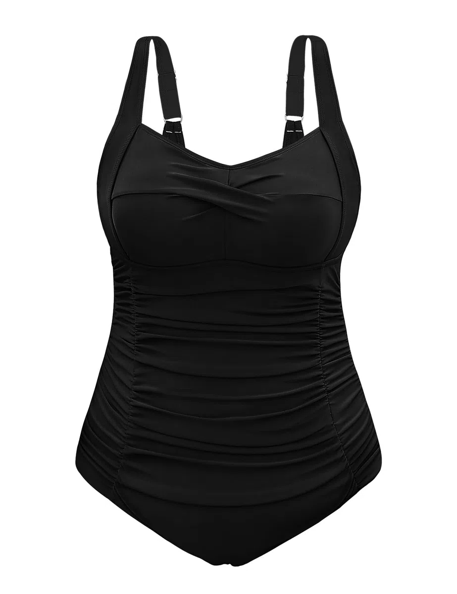 Nadeer Badeanzug Damen Bauchweg Große Größe Einteilige Bademode Sexy Push Up Swimsuits V Ausschnitt Rückenfrei Badebekleidung Schwimmanzug