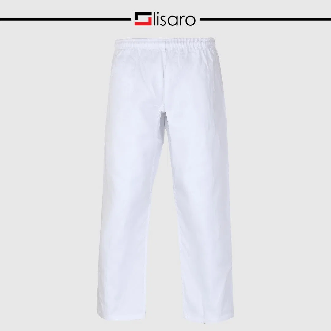 Lisaro Karateanzug weiß für Kinder & Erwachsene – Kampfsportanzug Karate Gi inkl. Hose mit Gummibund & Gürtel – atmungsaktiv & robust – für Training, Dojo, Verein & Wettkampf