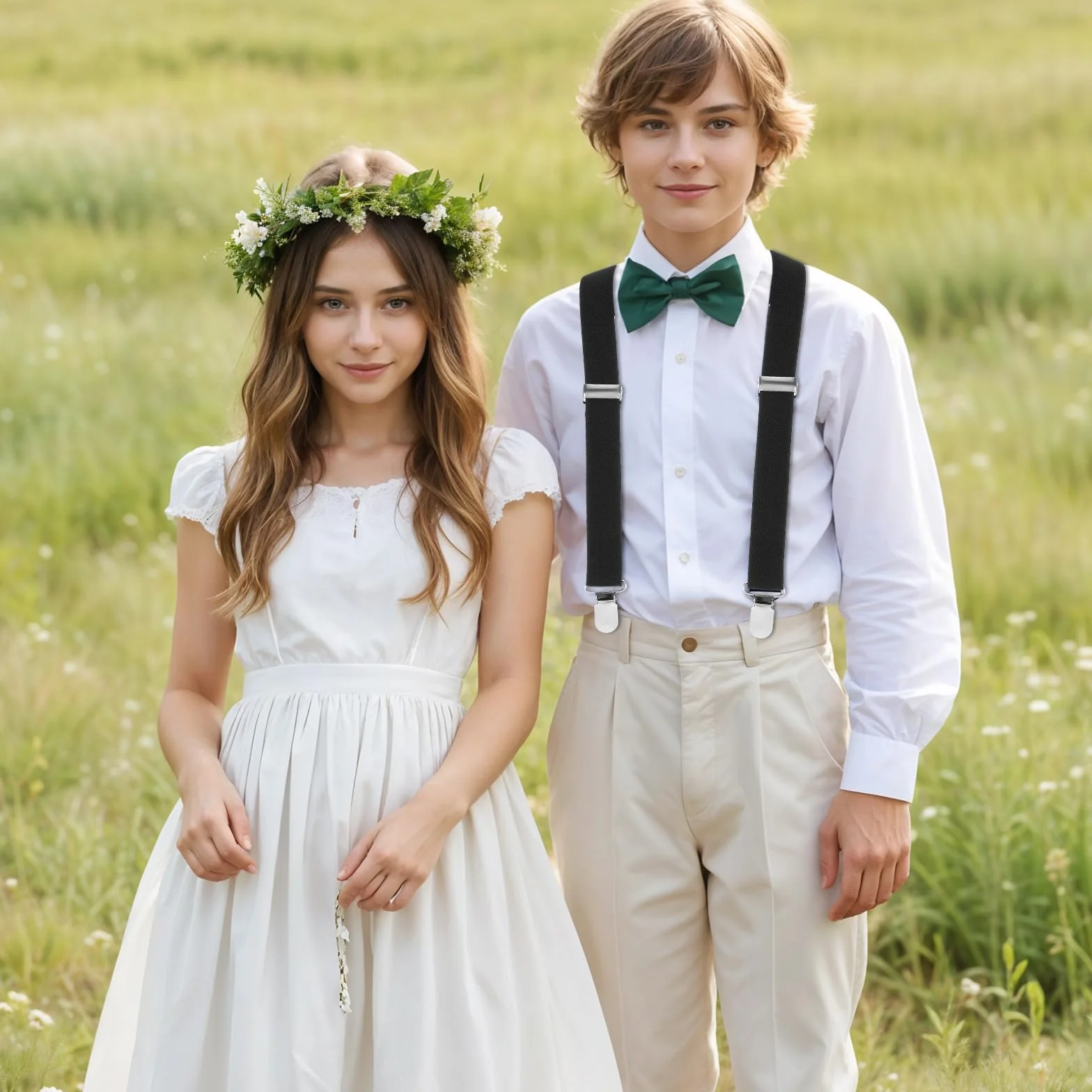 Mabor Hosenträger Kinder, Verstellbar 3 Clips Hosenträger Y Form Hosenträgers Elastische Suspenders Jungen Hosenträgers Schwarz für Kinder Jungen Mädchen
