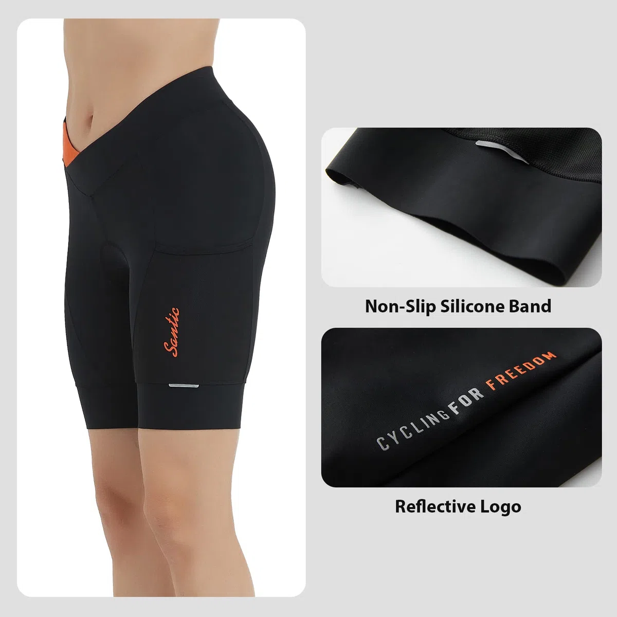 Santic Fahrradhose Damen Gepolstert Kurz Radlerhose Gepolstert Schnelltrockende mit Sitzpolster 3D breiterem dichterem Polster