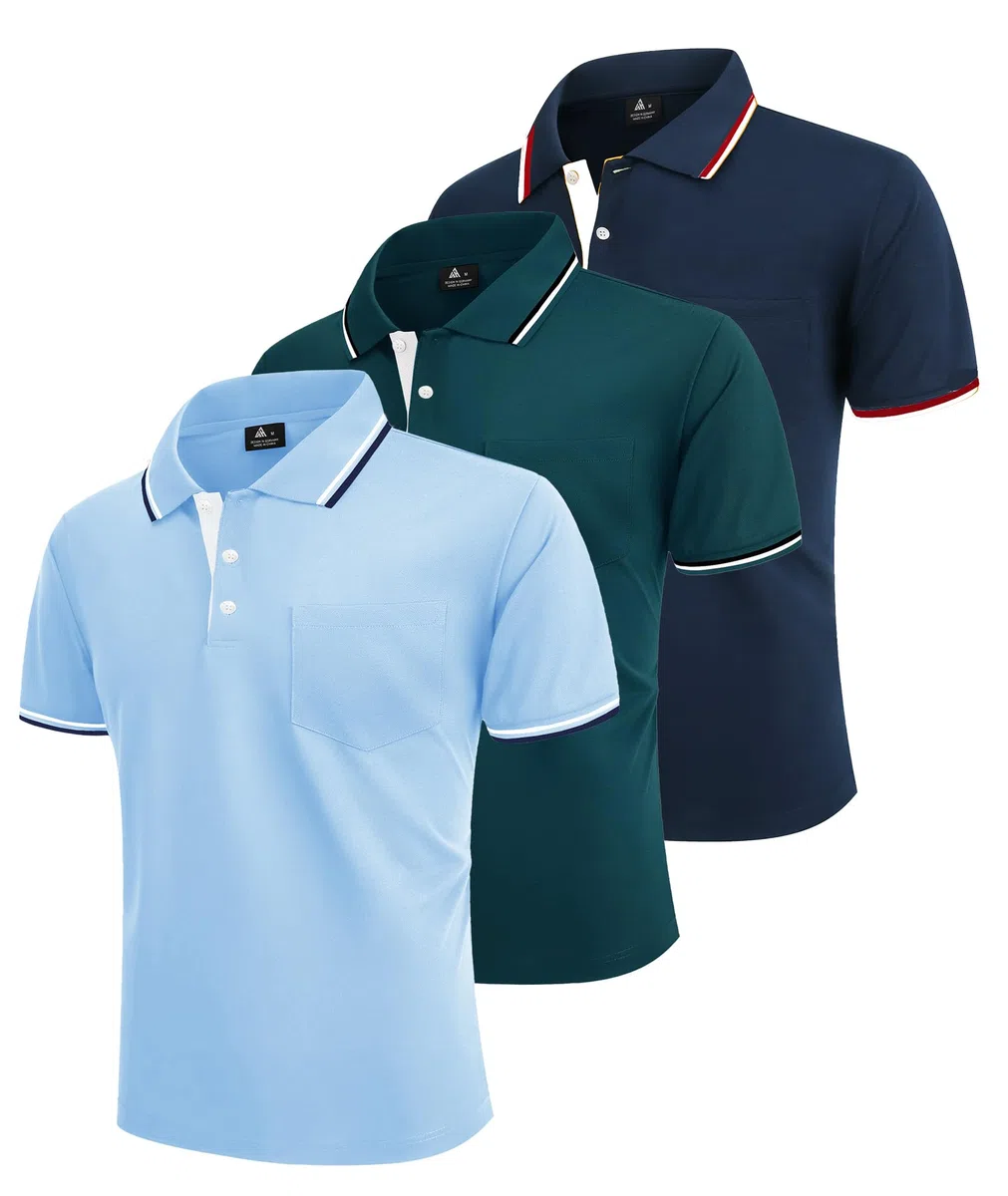 ZITY 3er Pack Poloshirt Herren Kurzarm Atmungsaktiv Poloshirt Set Leichtes Golf Polohemd 3 Pack T Shirt für Arbeit Business