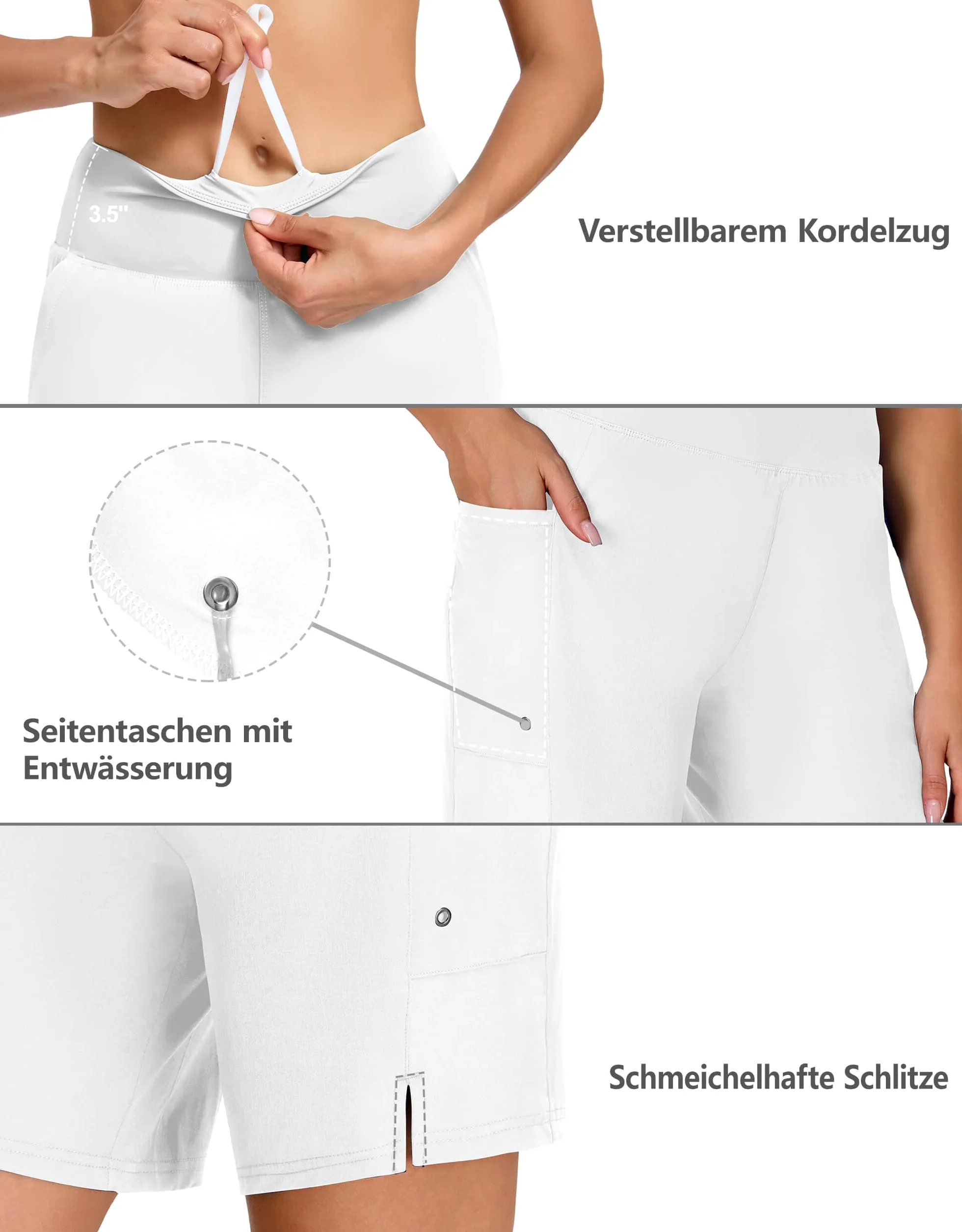 Badeshorts Damen Hohe Taille Badehose UV-Schutz UPF 50+ Bauchweg Schwimmshorts Schnelltrocknend Chlorresistent Schwimmhose Wasserabweisend mit Innenslip und Taschen