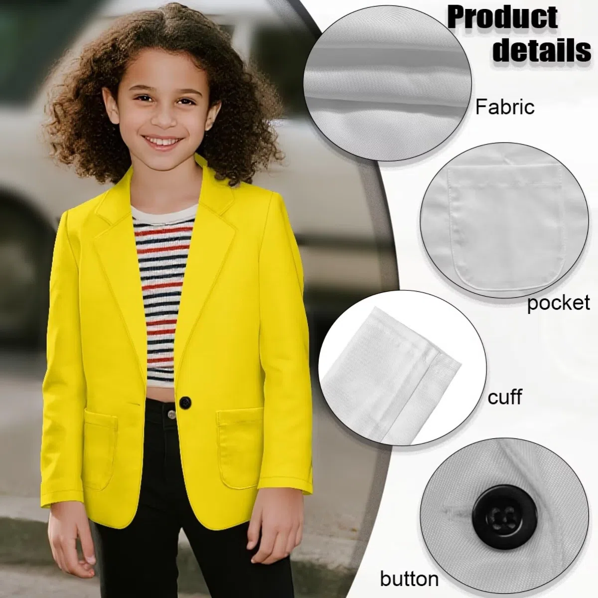 Langärmeliger Blazer für Mädchen, lässiger Ein-Knopf-Blazer, normale Passform, offene Vorderseite, Anzugjacke mit Tasche