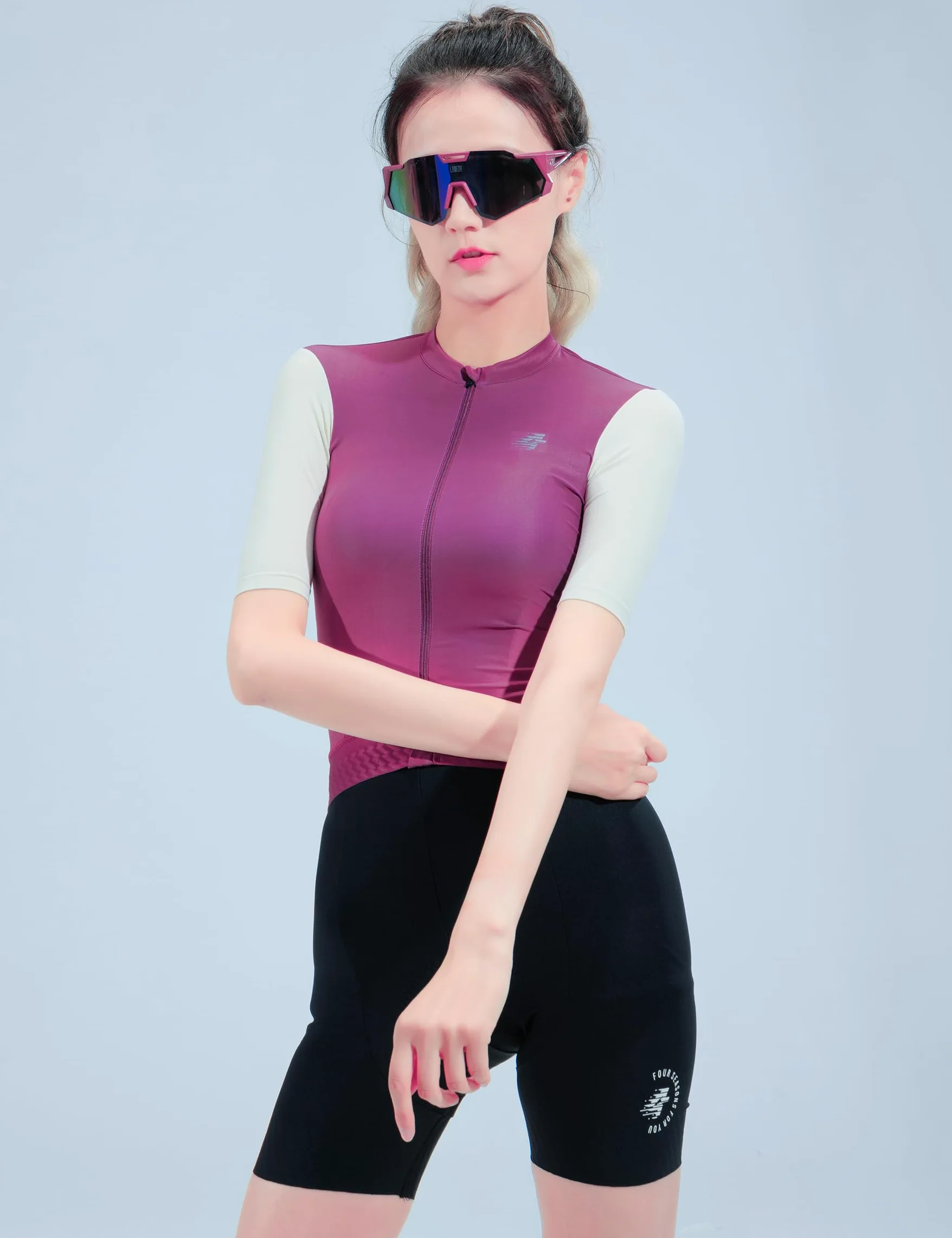 LAMEDA Radtrikot Damen Kurzarm Sommer Atmungsaktiv Schnelltrocknend Fahrradtrikot mit Taschen Rennrad Trikot Elastisch Reflektierend Fahrradshirt für Radfahrren MTB