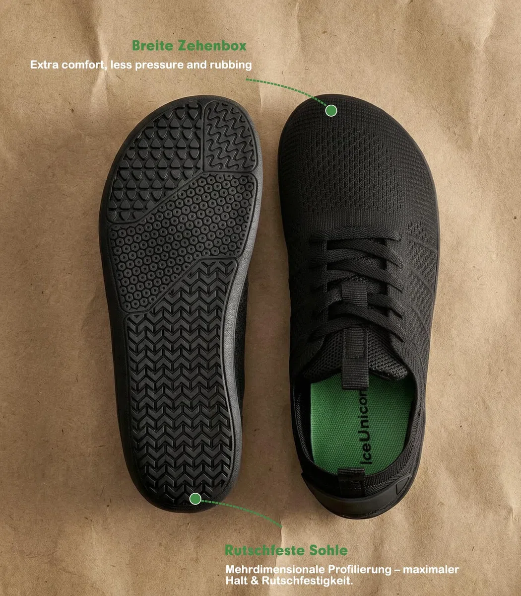 IceUnicorn Breite Barfuss Schuhe Damen Barfußschuhe Leichte Zero-Drop Atmungsaktiv Unisex Herren Minimalistische Outdoor