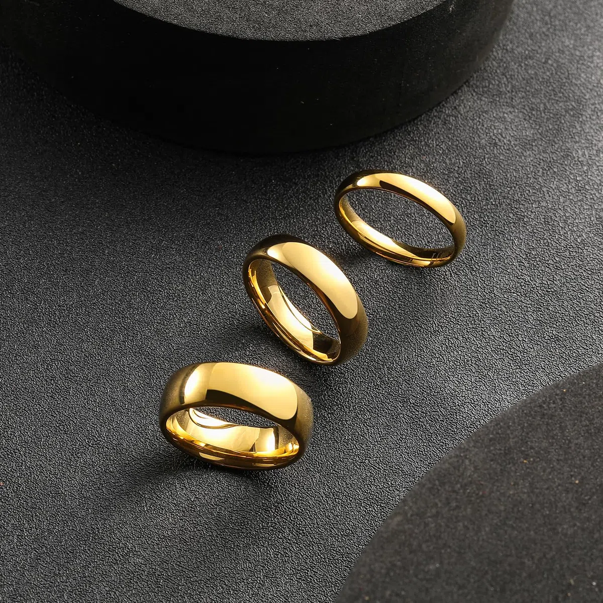 King Will GLORY Herren 4mm/6mm/8mm Wolframkarbid Ring Ehering - Gold/Roségold plattiert, hochglanzpoliert, komfortabel, gewölbt