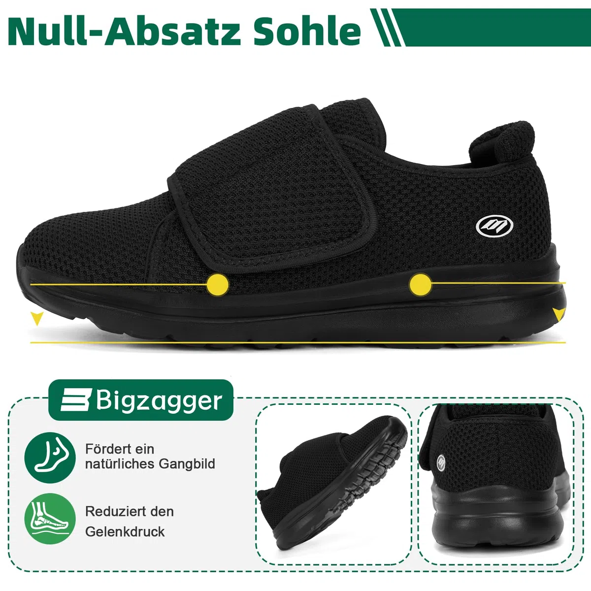 Diabetiker Schuhe Herren Damen Extra Weit mit Klettverschluss Ultraleicht Orthopädische Schuhe mit Memory Foam Sohle Atmungsaktiv Gesundheits schuhe für Geschwollene Füße