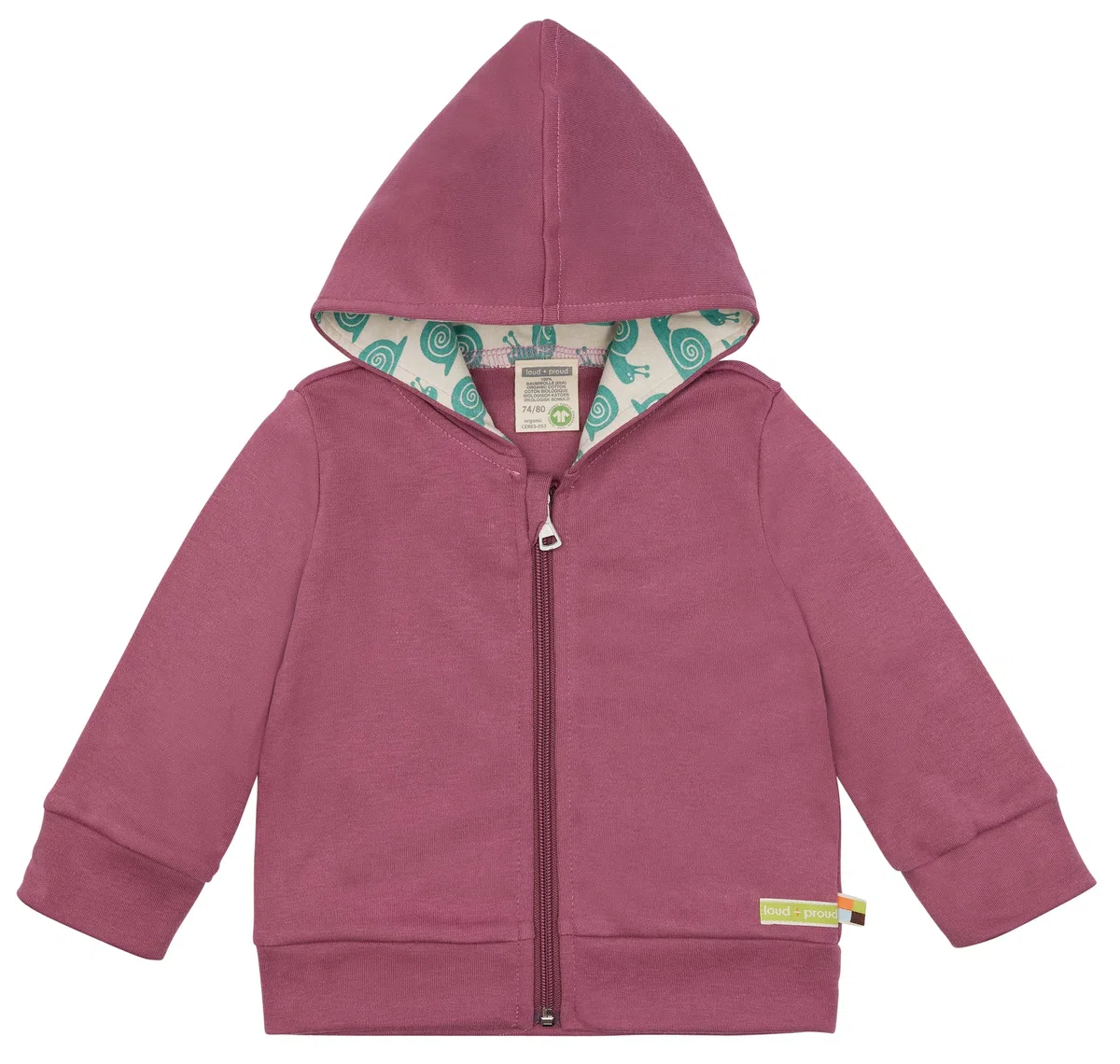 loud + proud Unisex Baby Kapuzenjacke, GOTS Zertifiziert Sweatjacke