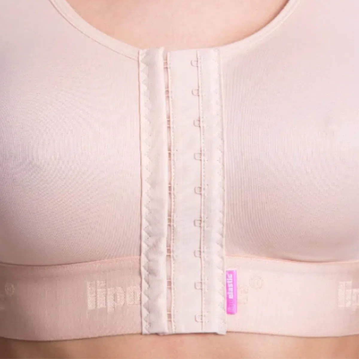 PI Ideal Postoperative Kompressions-BH - Nahtloser Baumwolle BH für Brustoperationen, Schwarz/Beige, verstellbare Träger