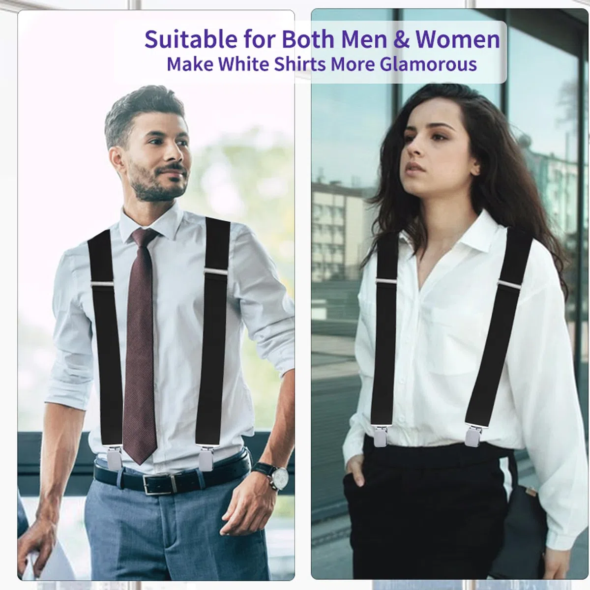 Hosenträger für Herren 3.5 cm Breit mit Sehr Starken 4 Metall Clips | Hosenträger X-Form Einstellbar und Elastisch Einheitsgröße für Männer und Damen