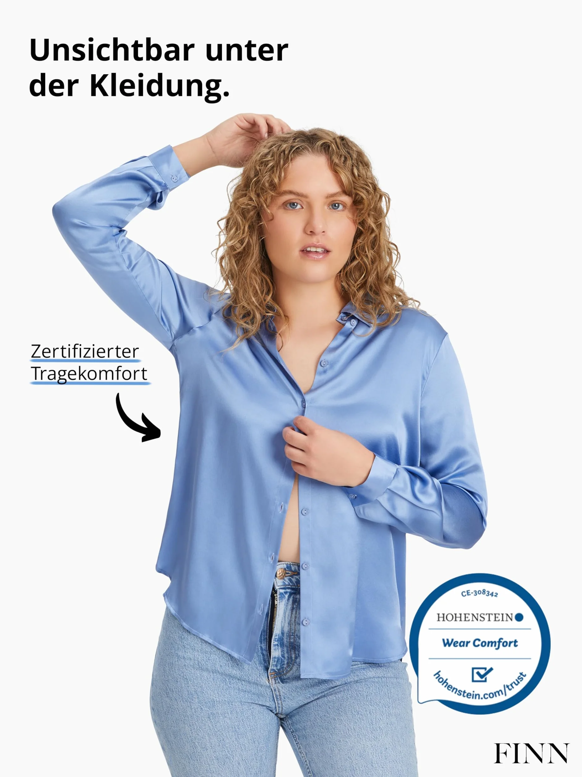 FINN Anti-Schweiß Shirt Damen mit integrierten Achselpads gegen Starkes Schwitzen - Anti-Schweiß Unterhemd mit garantiertem Schutz vor Schweißflecken und Schweißgeruch