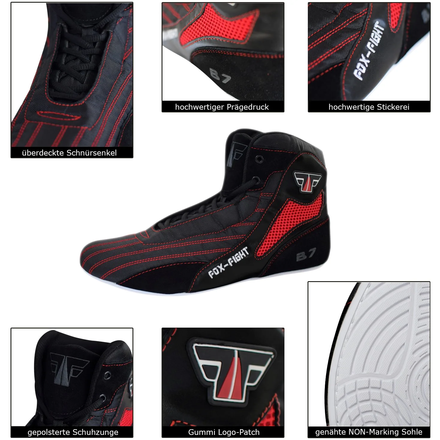 FOX-FIGHT Kampfsport Schuhe | für Damen und Herren | Atmungsaktiv Flexibel | Wildleder | Ringerschuhe | Athletik Fitnesschuhe Bodybuilding