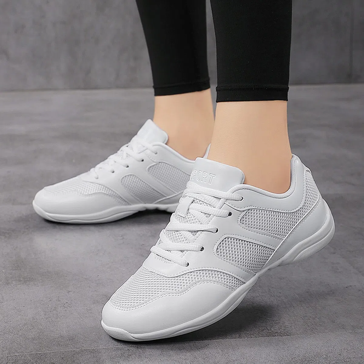 Damen Cheerleadingschuhe Mädchen Cheerleadingschuhe Tanzschuhe Gymnastik Jazz Yoga Trainingschuhe Outdoor Sportschuhe Walkingschuhe Weiß