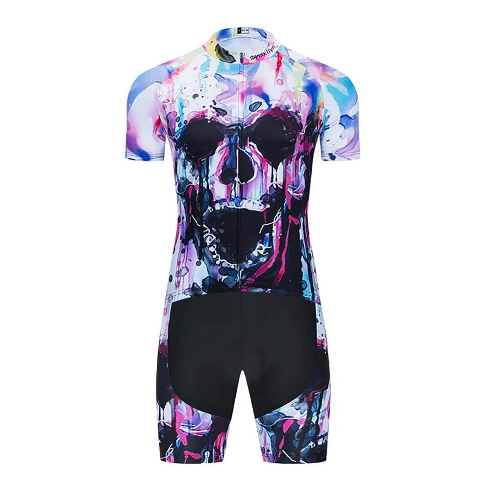 Moxilyn Radtrikot mit kurzen Ärmeln + Gel 20D, weich, gepolstert, Coolmax Shorts/Radhose für Herren, Trägerhose, Rennrad, MTB, MTB
