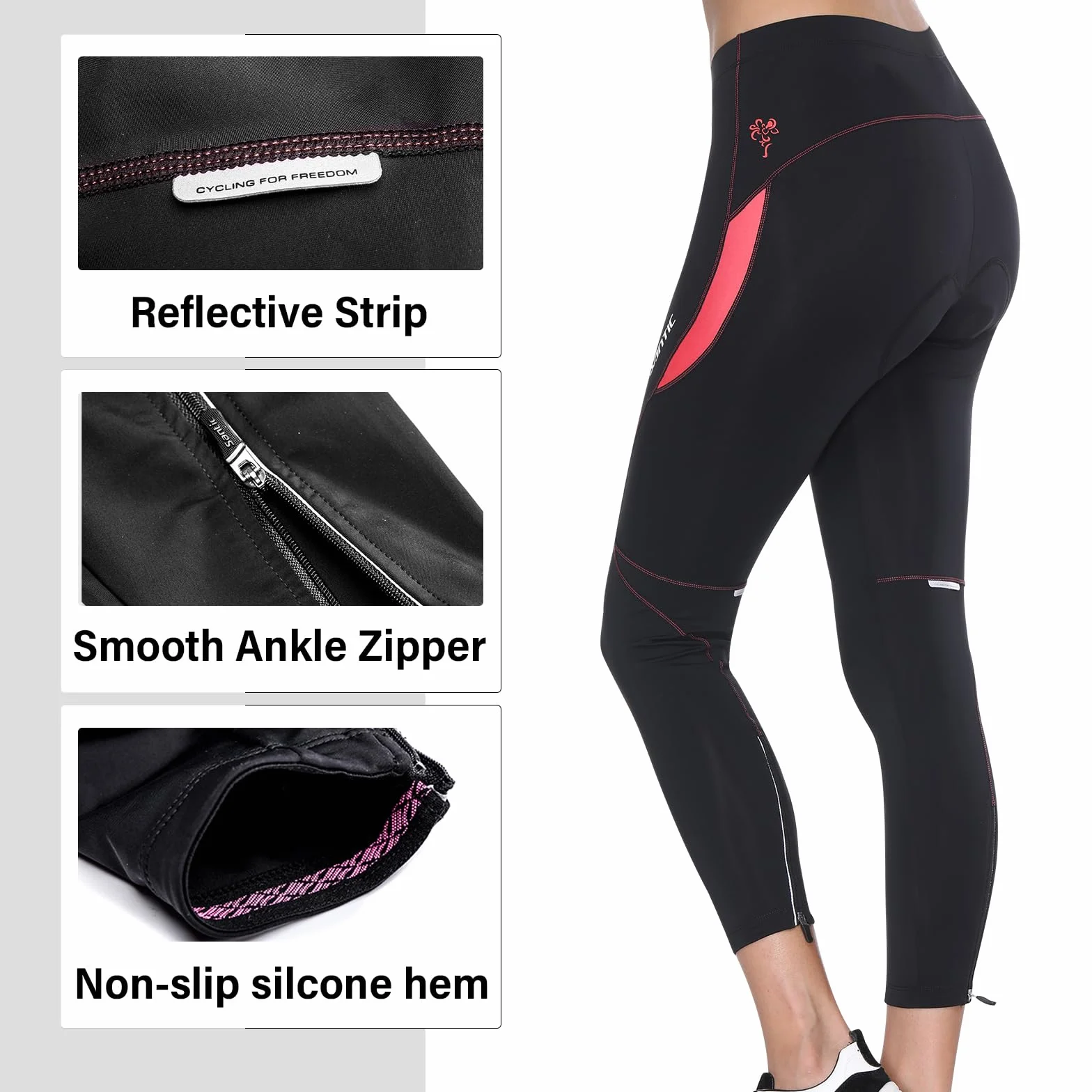 Santic Fahrradhose Damen Lang mit 4D Sitzpolster Atmungsaktive Dehnbare Radlerhose für Moutainbike