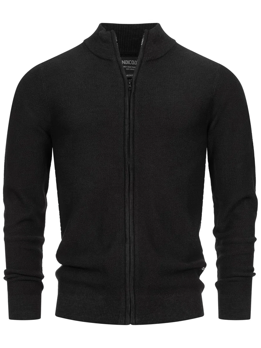 Indicode Herren INWestmoon Strickjacke mit Stehkragen | Fein-Strick Cardigan aus Baumwollgemisch