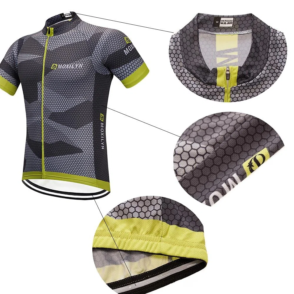 Moxilyn Herren Radsport Hemd Langarm Radtrikot Jersey Jacke + 9D gefütterte Hose Winddicht Atmungsaktiv Schweißabsorbierend Schnell Trocknend