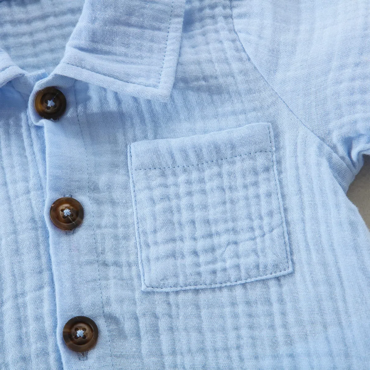 Yassiglia Baby Jungen Musselin Kleidung Set Weiche Bekleidungssets für Kleinkind Sommer Baumwolle-Leinen Outfit Kurzarm Revers Hemd + Shorts