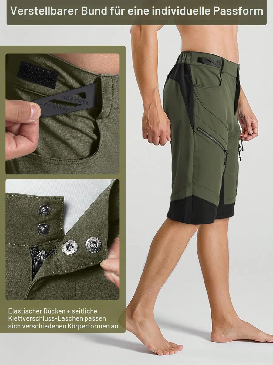 ARSUXEO Radhose Herren MTB Shorts Gepolstert Getrennte Unterhose Lose Fit Fahrradhose Wasserabweisend 1903 001D